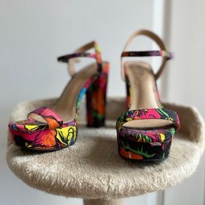 ~ floral pattern platform heels ~